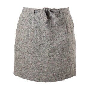 J. Crew Wool Gray Bow Tie Speckled Tweed Classic Mini Skirt Size 2